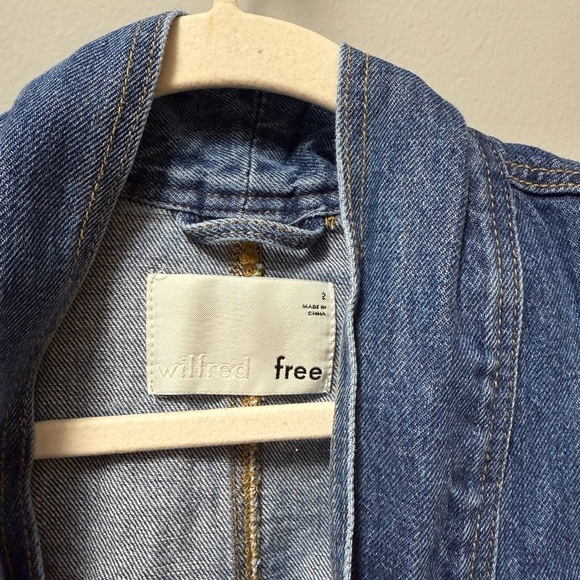 Aritzia Wilfred Free Colpa long denim jacket size 2 100-% cotton - Picture 3 of 5